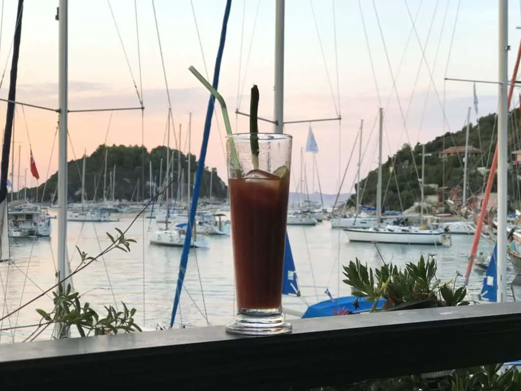 Evening drinks in Lakka Paxos at Romantica Cafe Bar