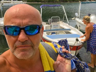 Hiring a boat on Paxos, Greece