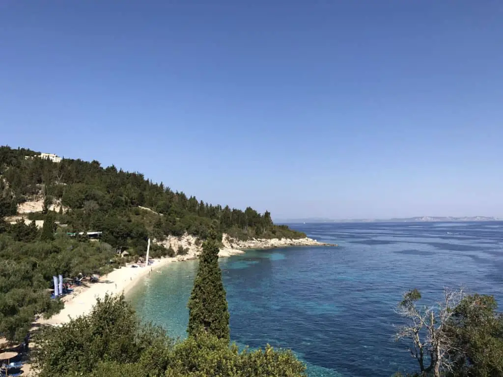 Manadentri Beach photographed from the pool at Glyfada