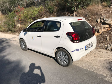 My Peugeot 108 hire car on the Greek Island of Paxos