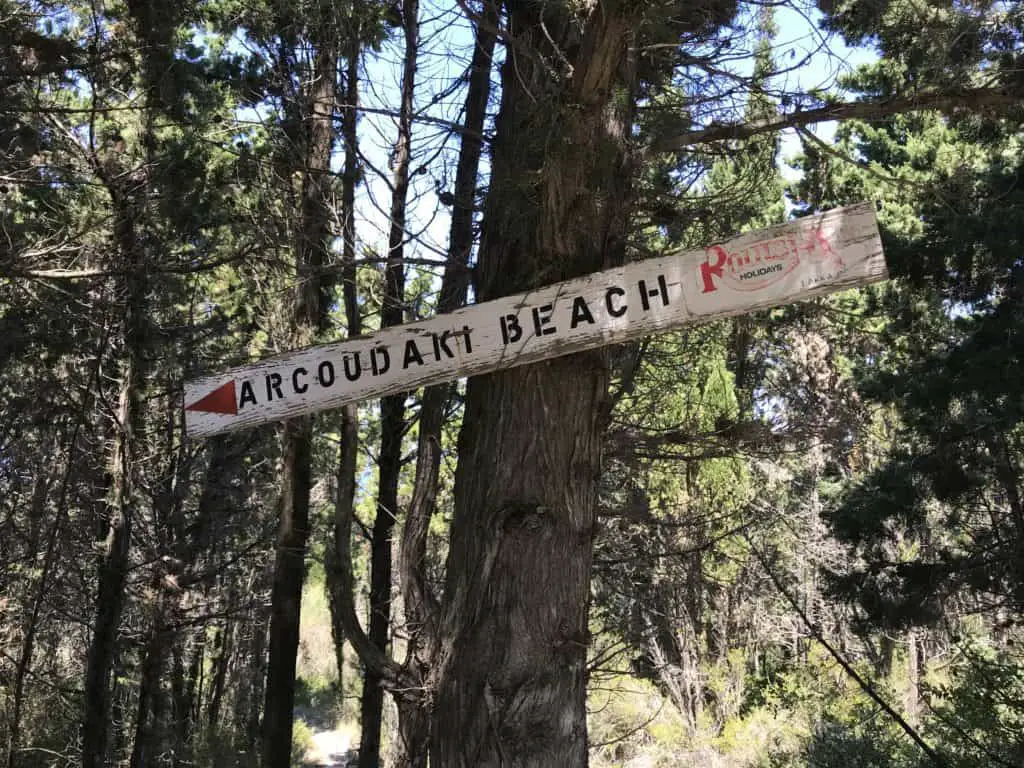 Sign to Arcoudaki Beach near Lakka, Paxos