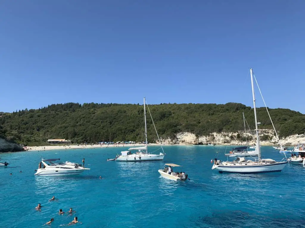 Voutoumi Beach on Antipaxos viewed from the Captain Hook 2