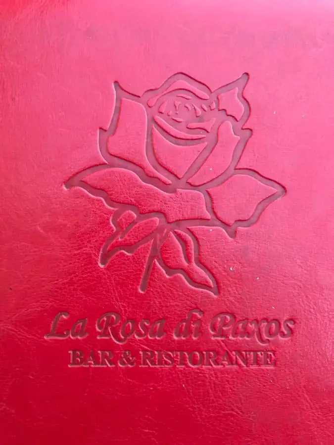 La Rosa di Paxos Menu